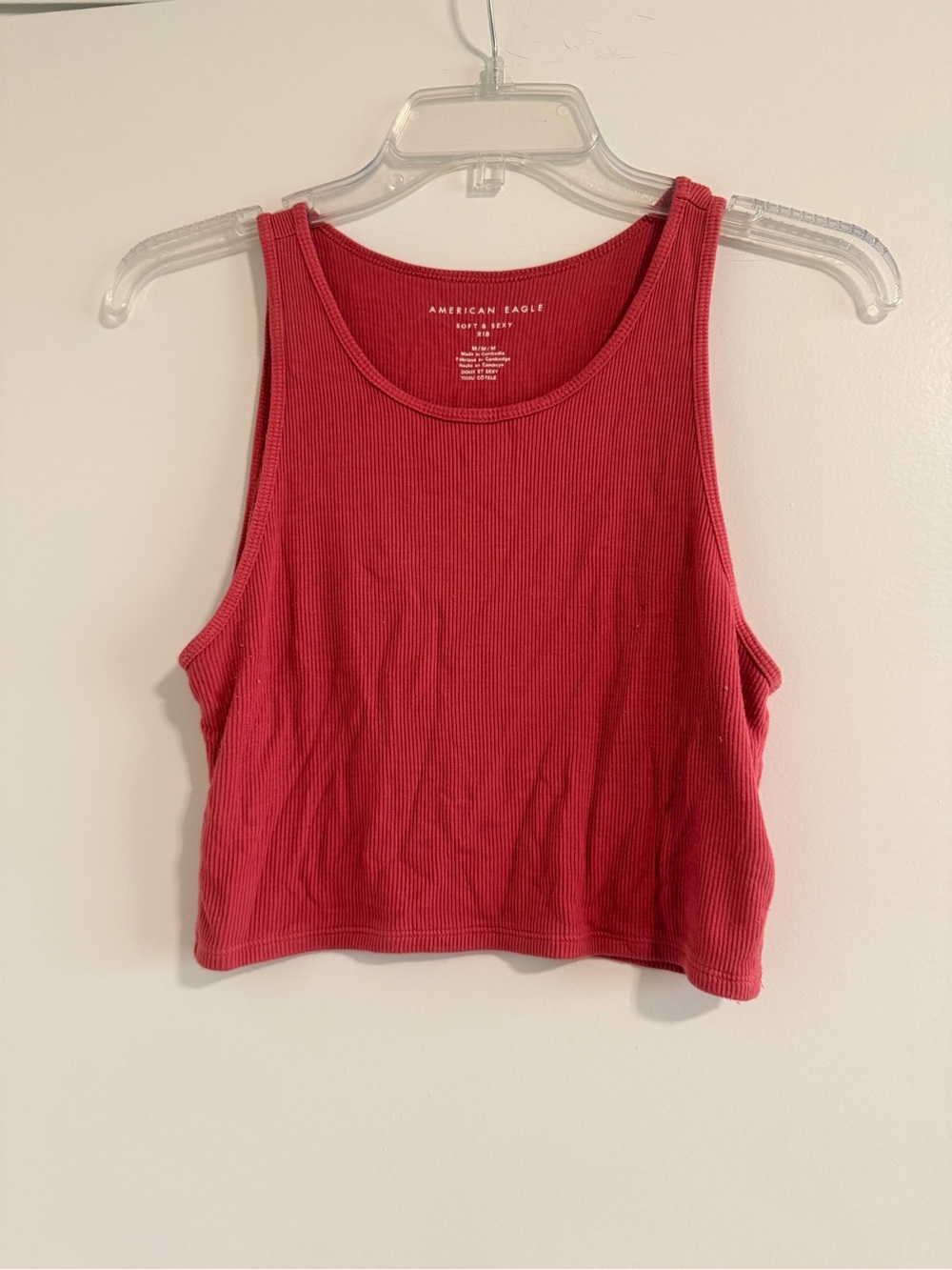American Eagle Outfitters Women's Pink Ribbed Tank Top